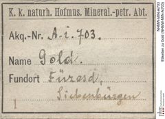 Etiketten zu Gold (NHMW-MIN-Ai703)